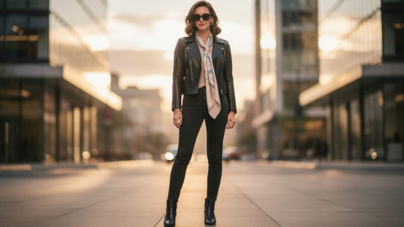 Blouson moto en cuir femme : passer du look biker au chic urbain avec quelques accessoires