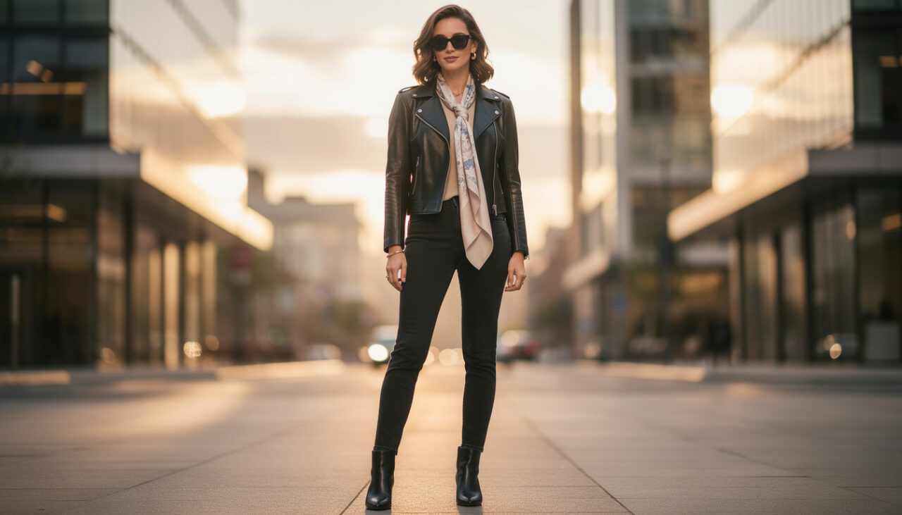 Blouson moto en cuir femme : passer du look biker au chic urbain avec quelques accessoires