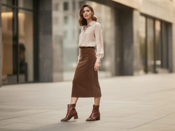 Jupe en velours côtelé : idées de looks pour allonger la silhouette et éviter l’effet massif