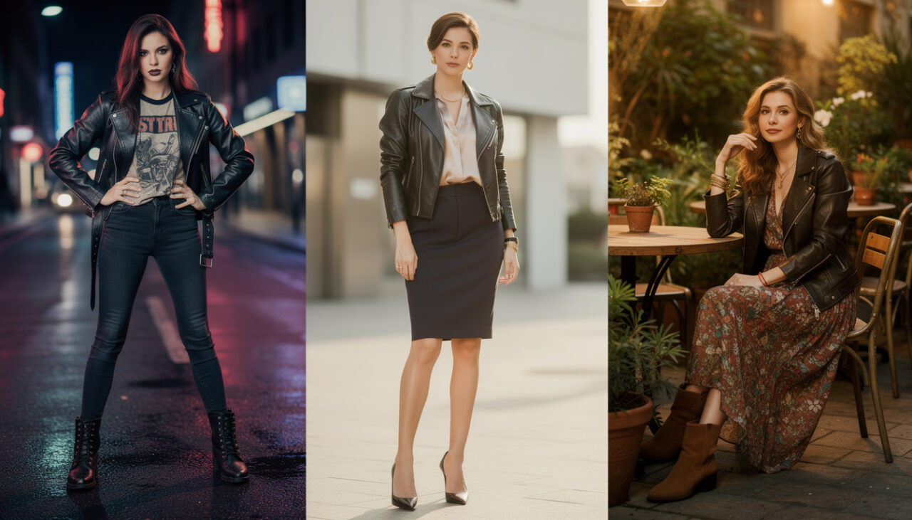 Blouson en cuir femme perfecto : looks rock, chic ou bohème autour d’une seule pièce